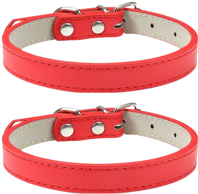 코레시스 반려동물 가죽 목줄, 레드, 2개