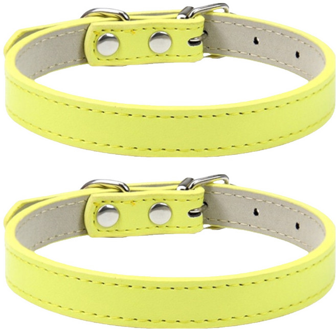 코레시스 반려동물 가죽 목줄, 옐로우, 2개