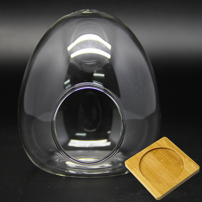 Toppia 雞蛋造型圓形DIY玻璃盆栽 S 10 x 10 cm + 木質底座套組, 1套