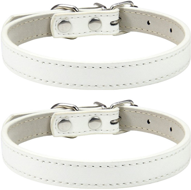 코레시스 반려동물 가죽 목줄, 화이트, 2개