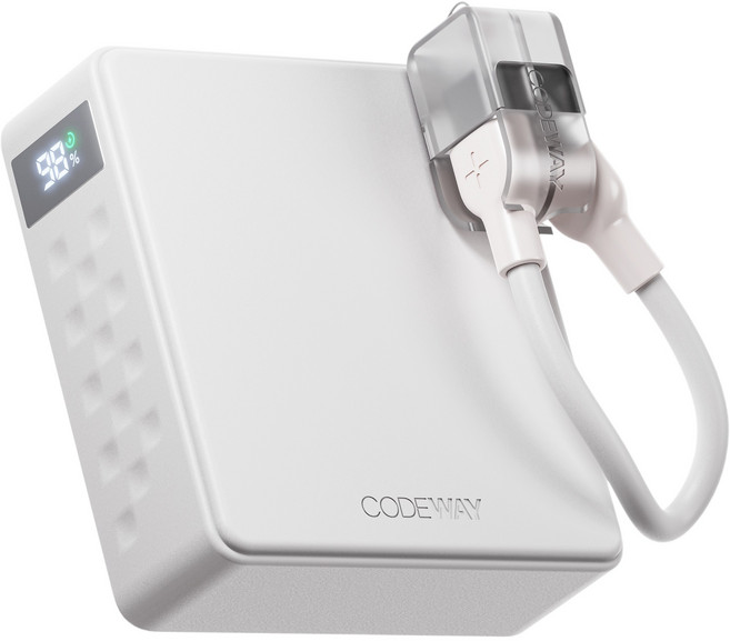 코드웨이 미니 고속충전 보조배터리 10000mAh + C타입 초고속충전 케이블, 화이트