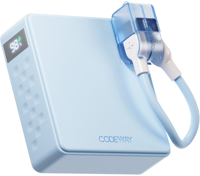코드웨이 미니 고속충전 보조배터리 10000mAh + C타입 초고속충전 케이블, 블루