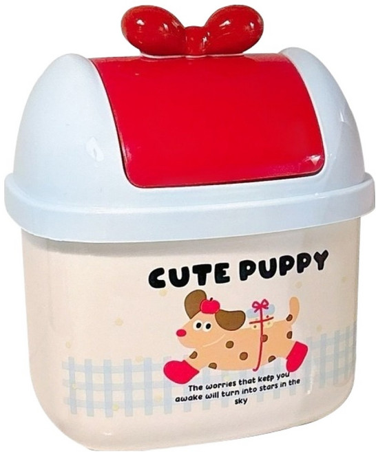 뉴토피아 실용적인 귀여운 디자인 미니 휴지통, 블루 + 나비 장식