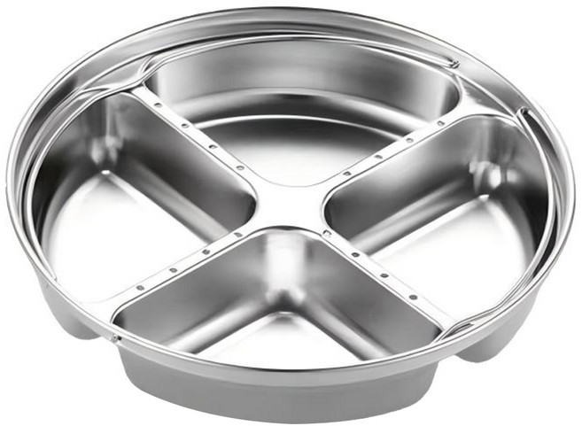 Couselect 食品級304不鏽鋼平分四格蒸盤, 1個, 21cm