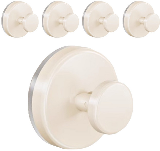 빈티코너 흡착식 욕실 주방 다용도 벽걸이 후크, 크림, 5개