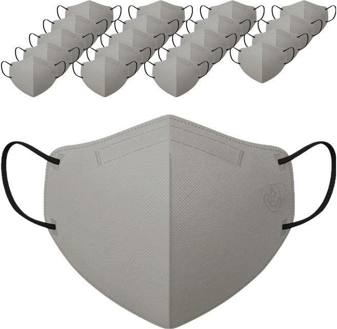 케이리얼 언택트 플러스 마스크 중형, 연그레이, 1개, 20개입