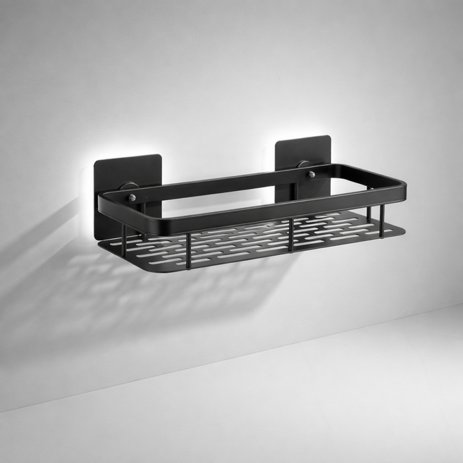 앞날창창 욕실 벽걸이 정리 선반, 블랙, 1개