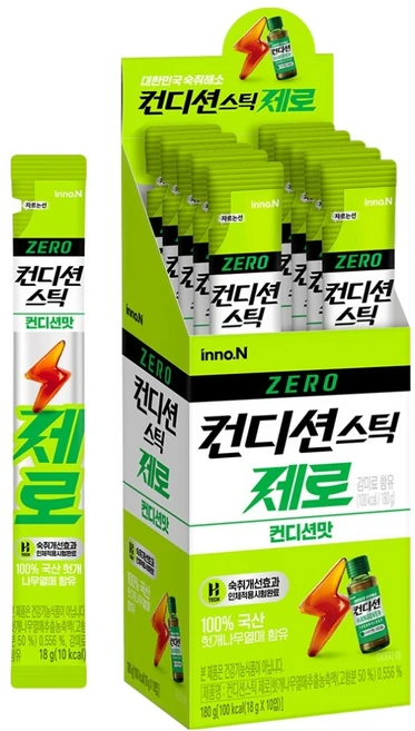 컨디션 스틱 제로 숙취해소제 컨디션맛, 18g, 10개 - 쿠팡