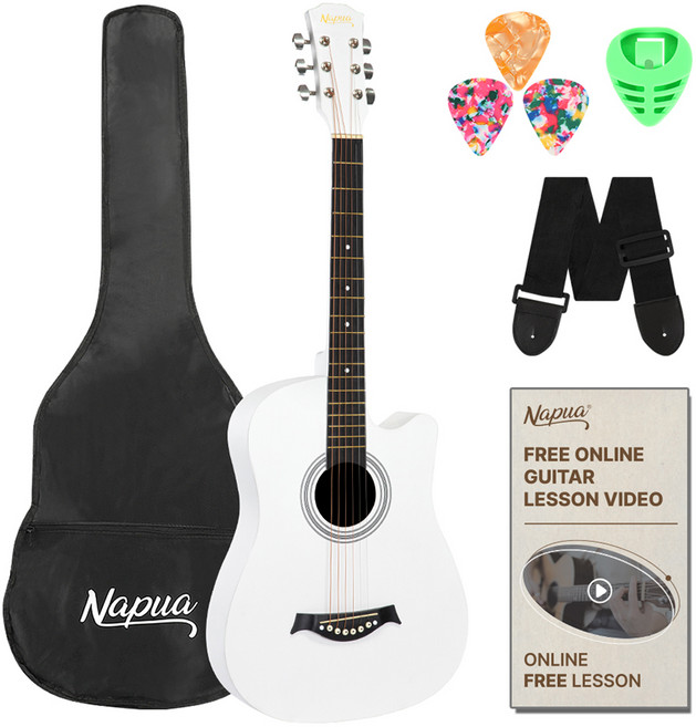 나푸아 입문용 어쿠스틱 통기타, NG113, 화이트, 1세트