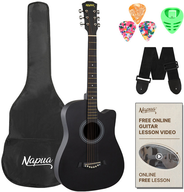 나푸아 입문용 어쿠스틱 통기타, NG113, 블랙, 1세트