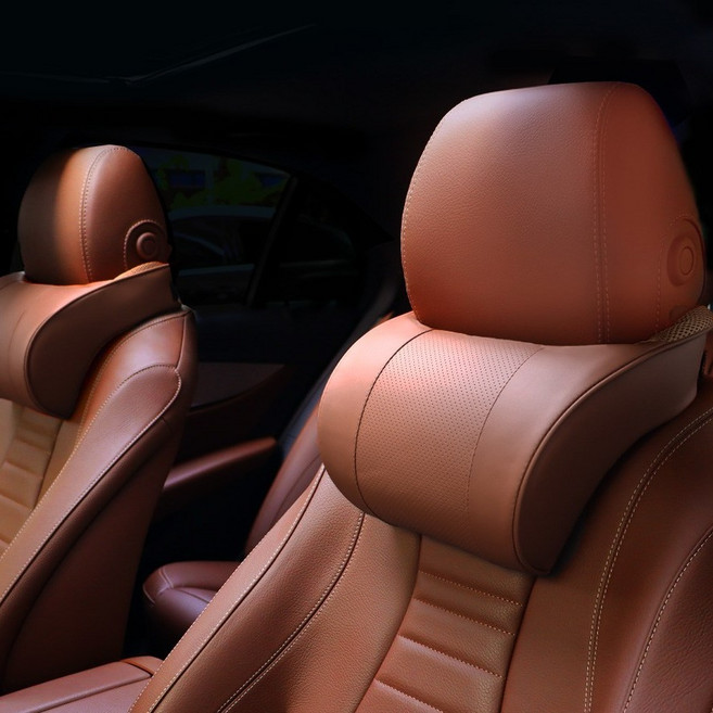 엔칸타 세이프레더넥 가죽 메모리폼 차량용 목쿠션, 2개, 브라운