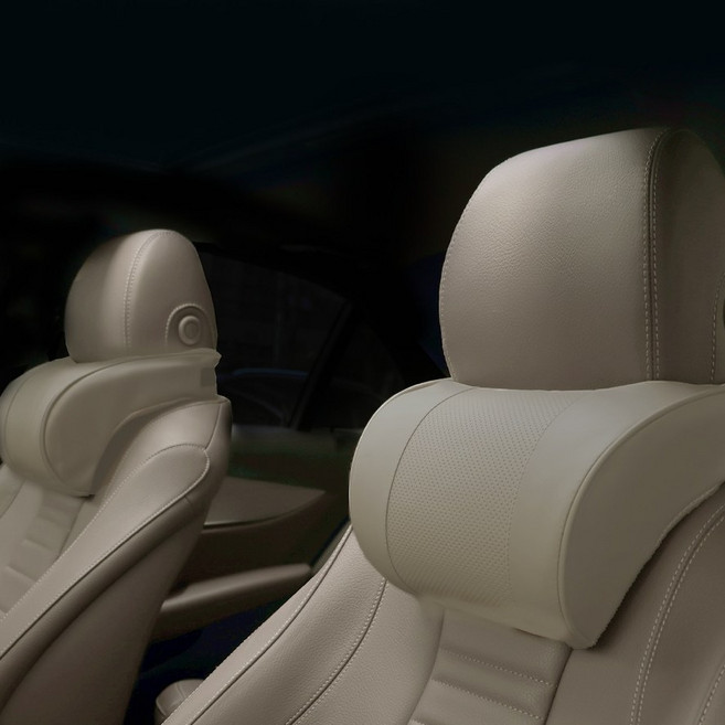 엔칸타 세이프레더넥 가죽 메모리폼 차량용 목쿠션, 2개, 코튼베이지