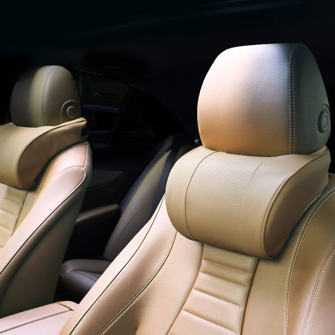 엔칸타 세이프레더넥 가죽 메모리폼 차량용 목쿠션, 2개, 새들브라운