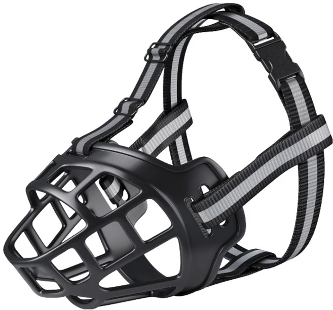 메종퓨프 강아지 물마시기 가능 야간산책 짖음방지 입마개 L, 블랙, 1개 - 쿠팡