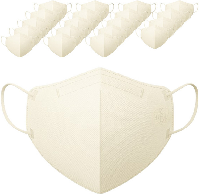 케이리얼 언택트 플러스 마스크 중형, 크림베이지, 1개, 20개입