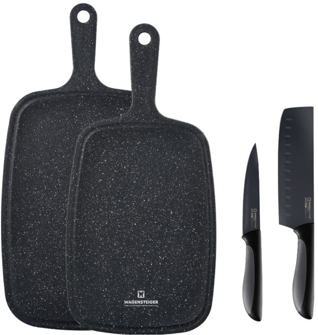 바겐슈타이거 마블 핸디도마 2종 + 유틸리티 과도 + 야채 식도 세트 블랙, 1개, 과도 유틸리티 + 야채 식도 + 마블 핸디도마 중 + 마블 핸디도마 대