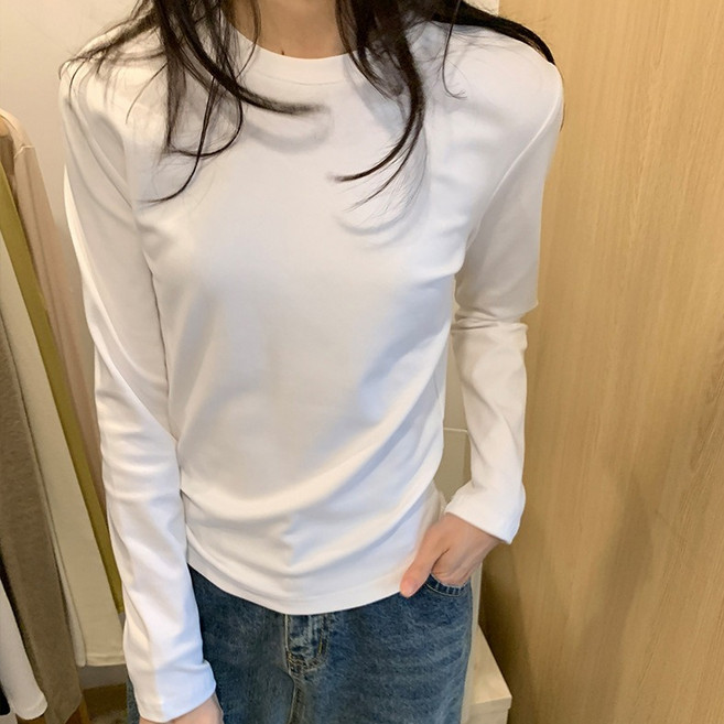 디멜디 여성용 베이직 라운드 이너 긴팔티셔츠