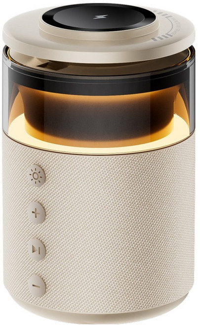 스타링스 5in1 멀티 무선 충전기 아이폰 갤럭시 겸용 워치 에어팟 무드등 블루투스 스피커, 아이보리, STAR-5IN1