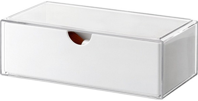 꾸미까 욕실 다용도 투명 정리함 화이트 서랍, 1개