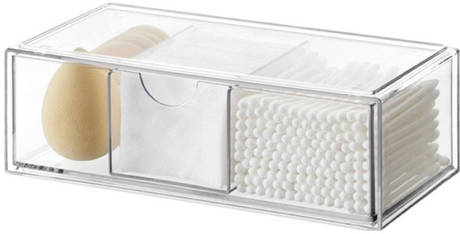 꾸미까 욕실 다용도 투명 정리함 3칸 서랍, 1개