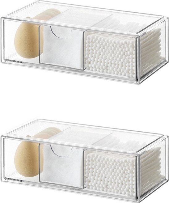 GGUMIGGA 浴室多用途透明整理盒 3層抽屜, 透明, 2個