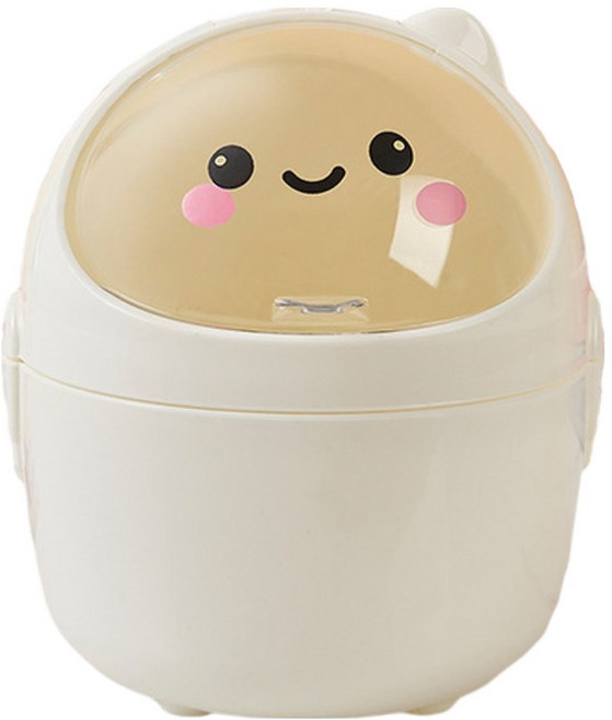 썬앤드림 해피 스마일 미니 데스크탑 휴지통, 화이트