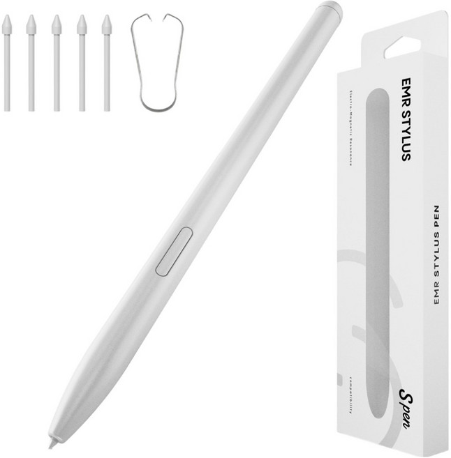 누아트 갤럭시탭 S펜 호환 EMR 스타일러스 터치펜, 화이트, 1개