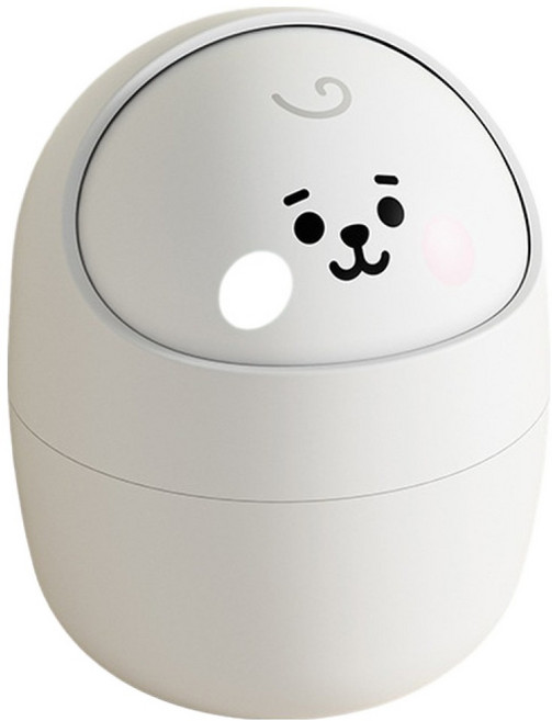 썬앤드림 동글 스마일 데스크탑 미니 휴지통, 화이트