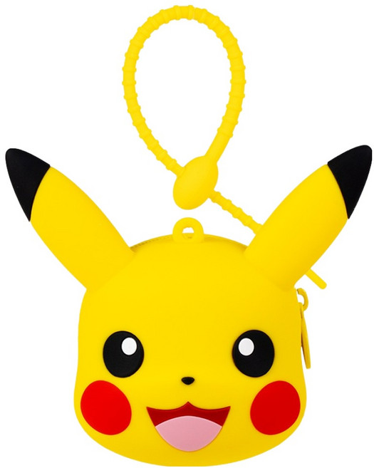 PoKeMoN 寶可夢 矽膠多功能迷你鑰匙圈型收納包, 皮卡丘, 1個, 單一商品