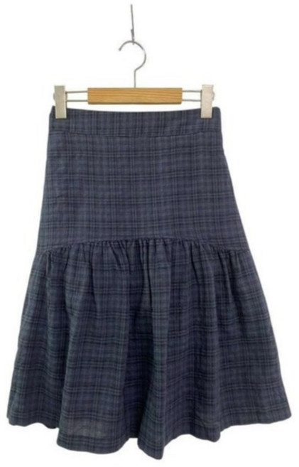 시크블랙 리온드 체크 플레어 뒷밴딩 트임 미디 스커트 cpsk7622k61