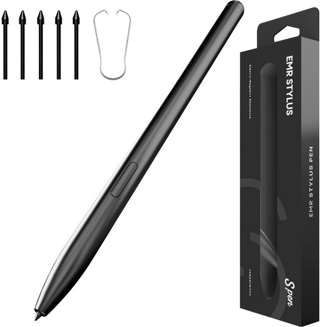 누아트 갤럭시탭 S펜 호환 EMR 스타일러스 터치펜, 블랙, 1개