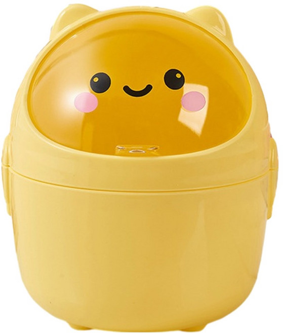 썬앤드림 해피 스마일 미니 데스크탑 휴지통, 옐로우