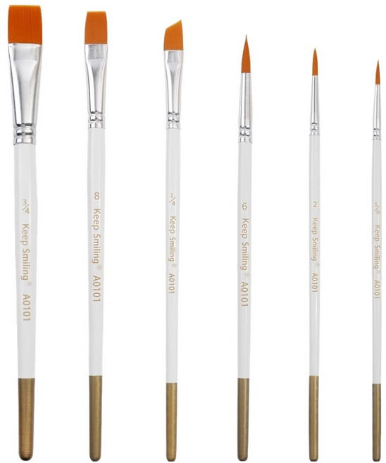 킵스마일링 유화 아크릴 붓, 1개, 6종