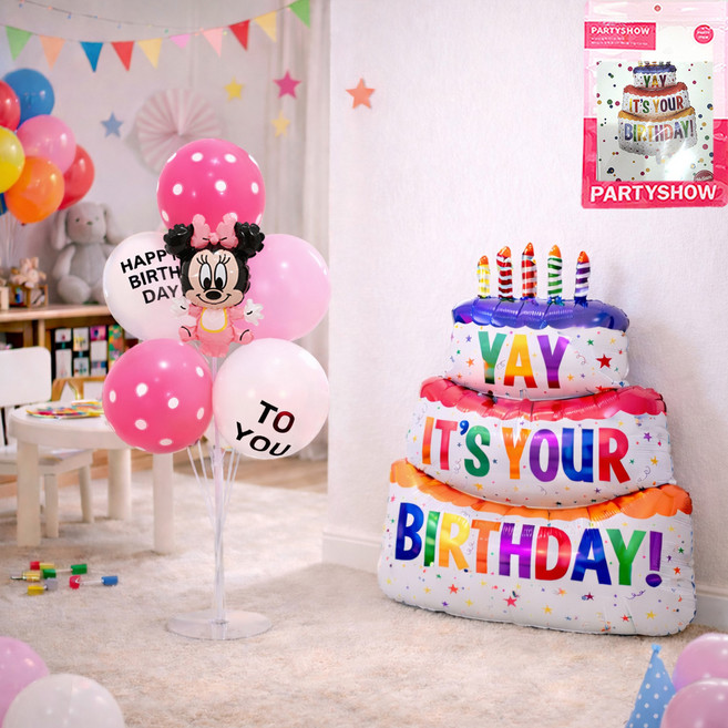 파티쇼 도트 미니베이비 풍선꽂이 세트, 로즈(도트풍선 30cm), 라이트핑크(스탠다드풍선 30cm), 1세트