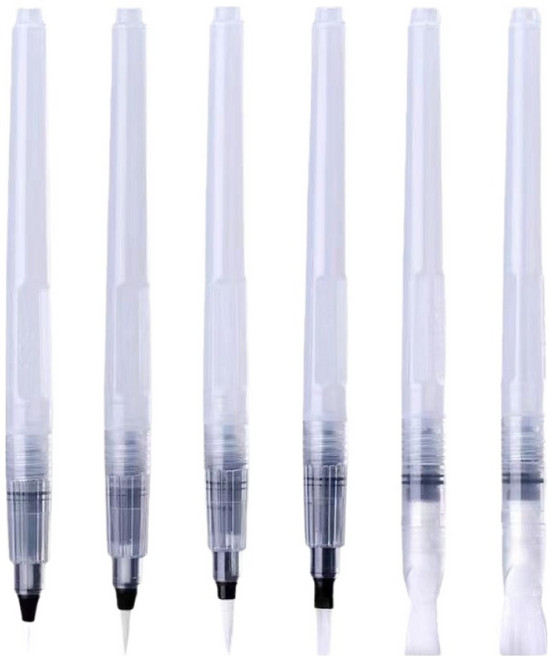 세븐집 워터 캘리그라피 수채화붓, 1개, 6종