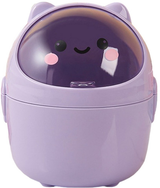 썬앤드림 해피 스마일 미니 데스크탑 휴지통, 퍼플