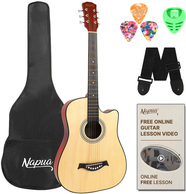 나푸아 어쿠스틱 입문용 통기타 동영상 강좌 풀세트, NG113, 내추럴, 1세트
