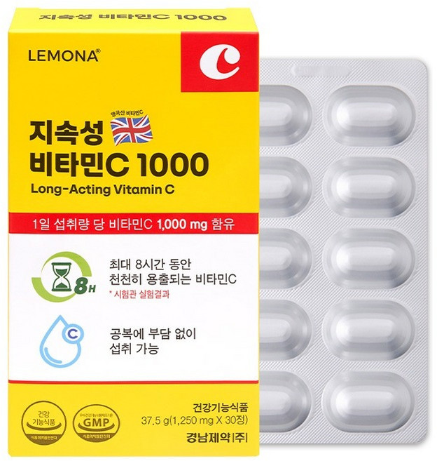 LEMONA 萊蒙娜 長效維他命C 1000 37.5g, 1個, 30錠