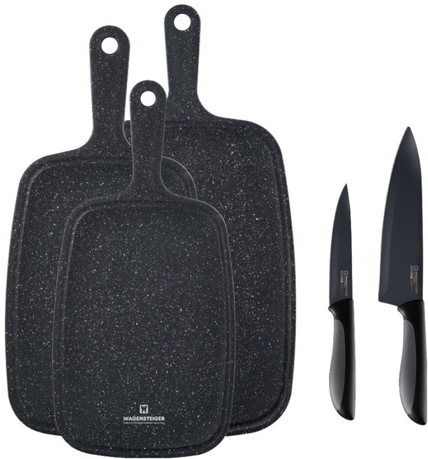 바겐슈타이거 블랙 칼도마 5종 세트, 1세트, 과도 유틸리티 + 셰프 식도 + 마블 핸디도마 3종