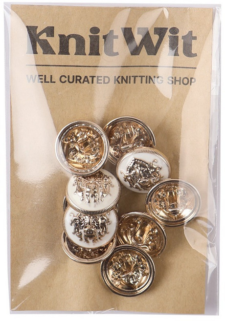 니트위트 헤리티지 단추 18mm, 화이트 + 골드, 1개