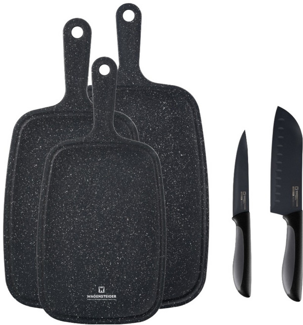 바겐슈타이거 블랙 칼도마 5종 세트, 1세트, 과도 유틸리티 + 산도쿠 식도 + 마블 핸디도마 3종