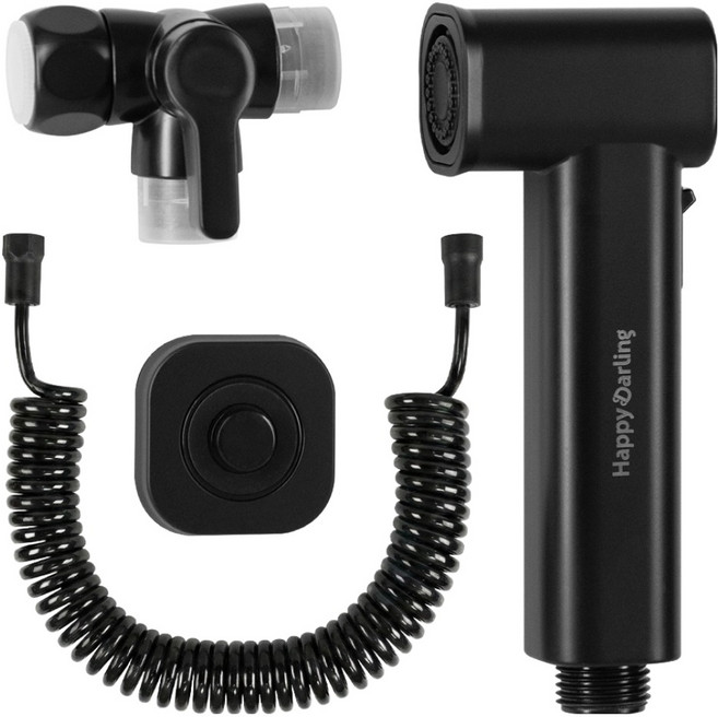 해피달링 다용도 욕실 스프레이건 베란다 호스 청소건 세트, 블랙