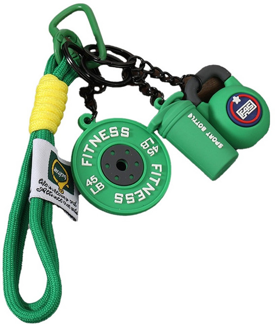 다다랜드 피트니스 미니 스트랩 키링, 그린, 1개, 9.5cm