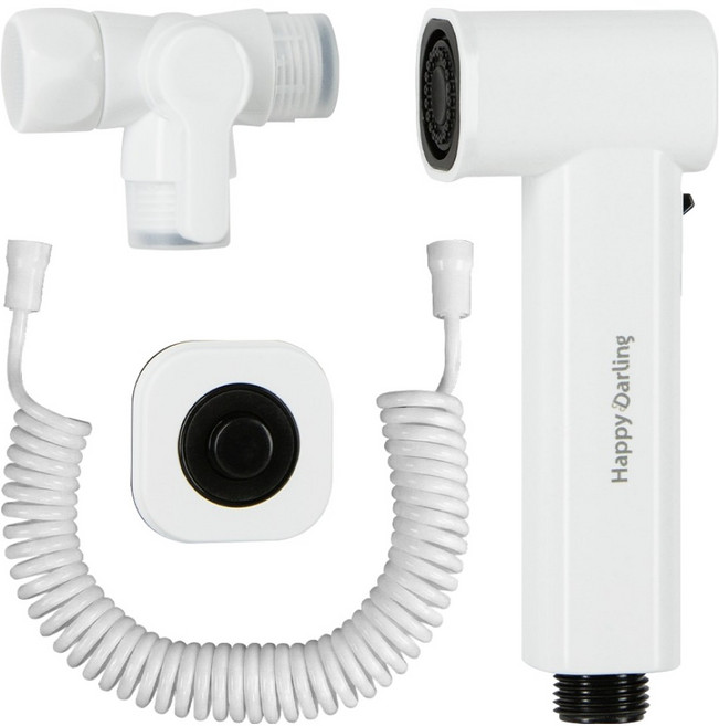 해피달링 다용도 욕실 스프레이건 베란다 호스 청소건 세트, 화이트