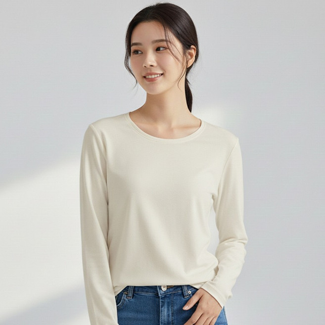 레몬소울 여성용 렌들 유넥 긴팔 티셔츠