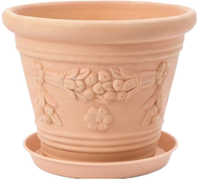 앙비까사 베트남 토분 매화 PP받침세트, 혼합색상, 1세트