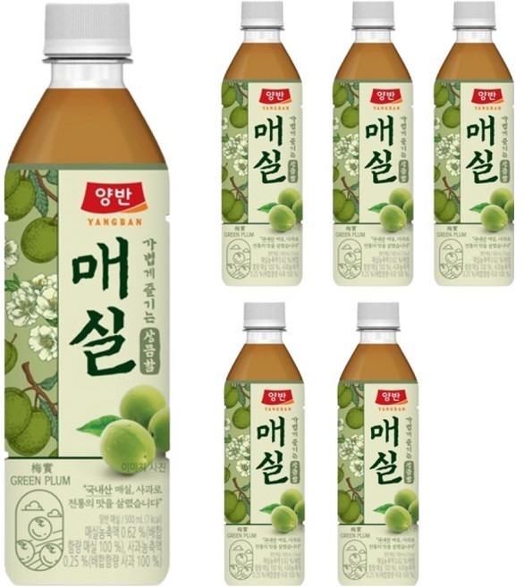 양반 매실 주스, 500ml, 6개