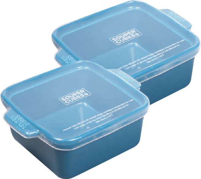 SOUPER CUBES 陶瓷烤盅 + 蓋子, 暮光藍, 2個
