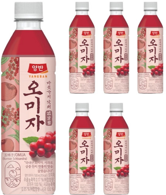 양반 오미자 음료, 500ml, 6개