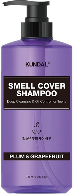 KUNDAL 昆黛爾 青少年頭頂異味遮蓋洗髮精 梅子與葡萄柚香, 718ml, 1個